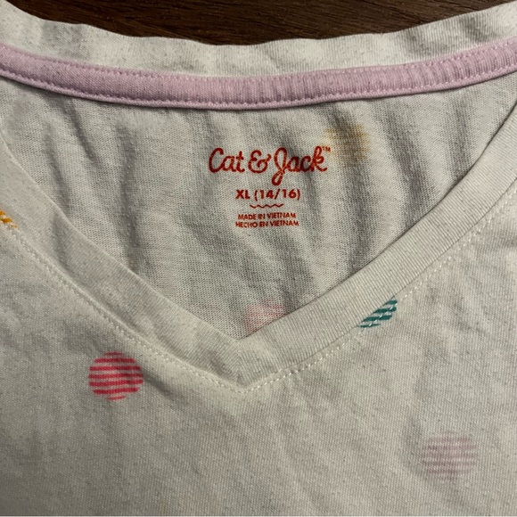 Cat & Jack Short Sleeve Kids T-Shirt Rainbow Dot Size Large (14-16) Fits Women S - Picture 2 of 2